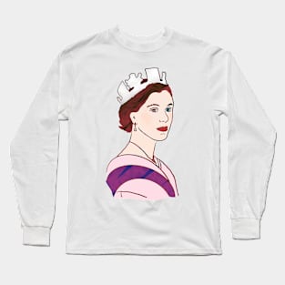 Queen Elizabeth II Original Illustration Long Sleeve T-Shirt